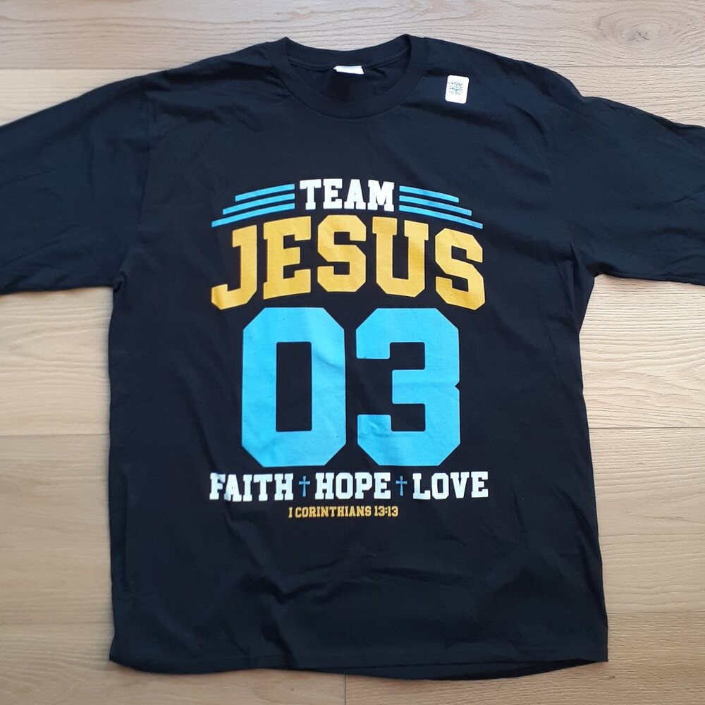 Team Jesus - Faith Hope Love 1 Corinthians 13:13 - New XL Black Long Sleeve T-Sh